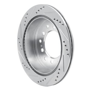 Lexus GX470 Brake Rotor (1) - Rear Right - R1 Concepts - Drilled & Slotted - Silver - `01-`09